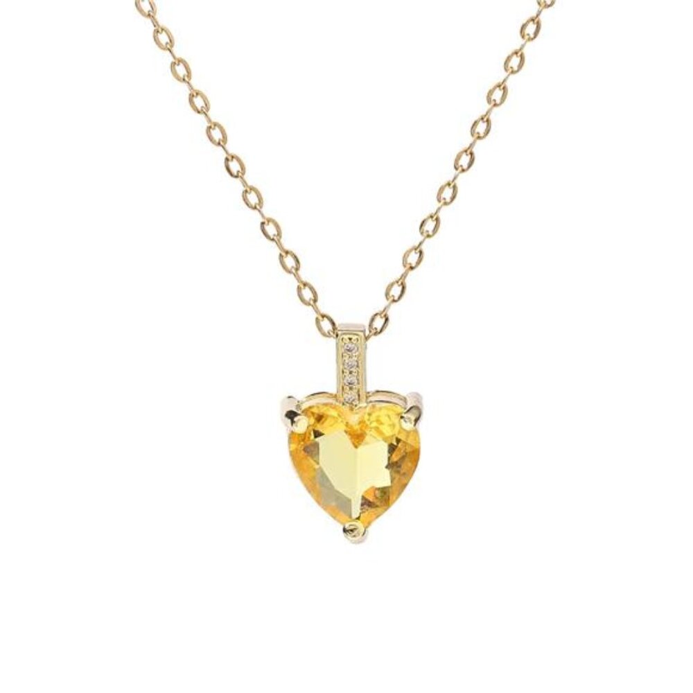 Citrine Birthstone Necklace | November | For Women | 14K Gold Plated Necklace